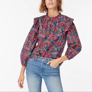 NWT J. Crew Liberty Flutter-sleeve top Ciara XS